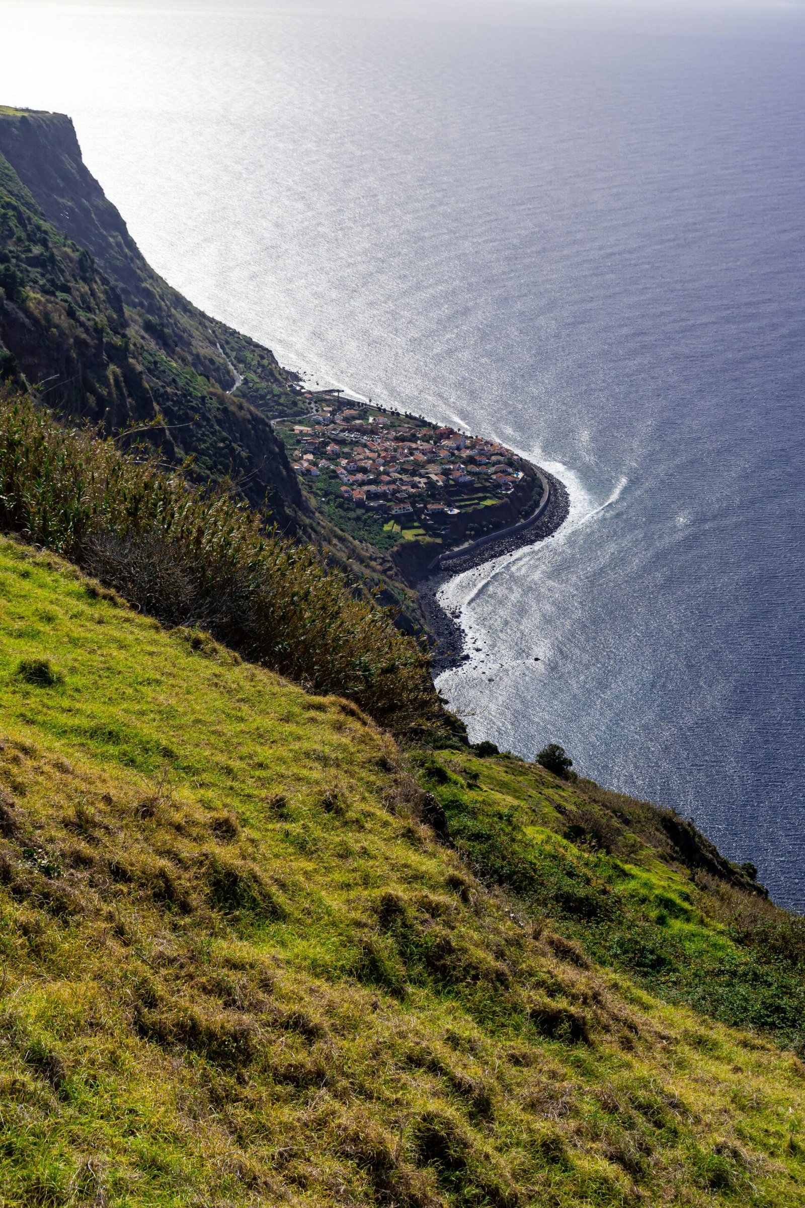 vertical shot of a seashore in madeira island, portugal